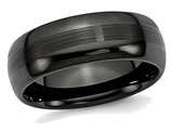 Chisel Black Ceramic 8mm Brushed and Polished Wedding Band Ring